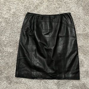 Talbots Black Genuine Leather Pencil Skirt size 10